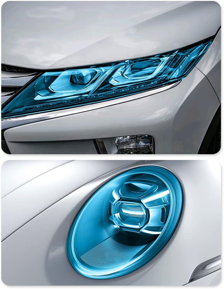 wedfish 12 X 48inch Car Light Tint Film, Cuttable&Stretchable Vinyl Wrap Protector, Non-Marking Self-Adhesive Decals for Headlight, Taillight, Fog Light (Dark Blue) - Image 3